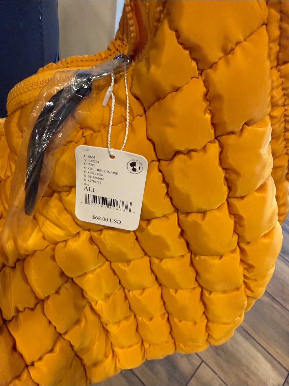 Free People Quilted Golden Yellow Shoulder Bag - Women's Tote - Picture 5 of 5